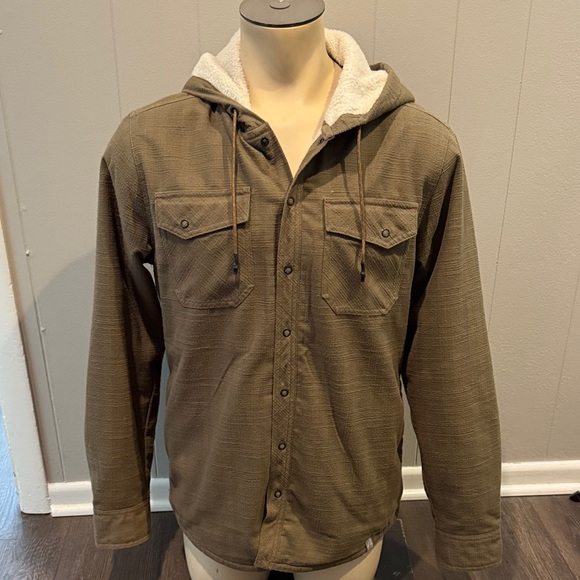 L.L. Bean Men's Medium Murky Olive Green Dark Hooded Shirt Wool Jacket - Picture 1 of 5